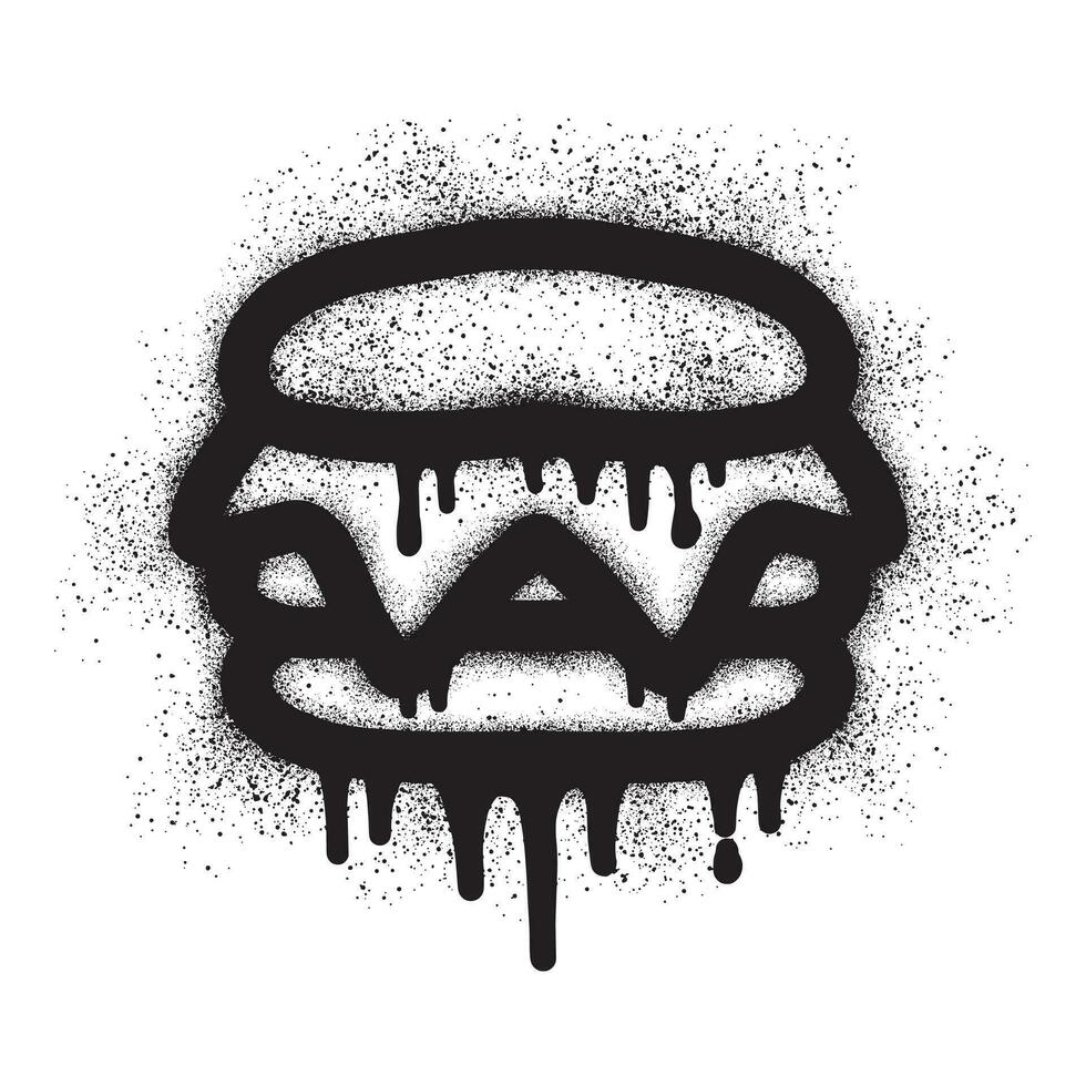 Burger icon graffiti with black spray paint vector