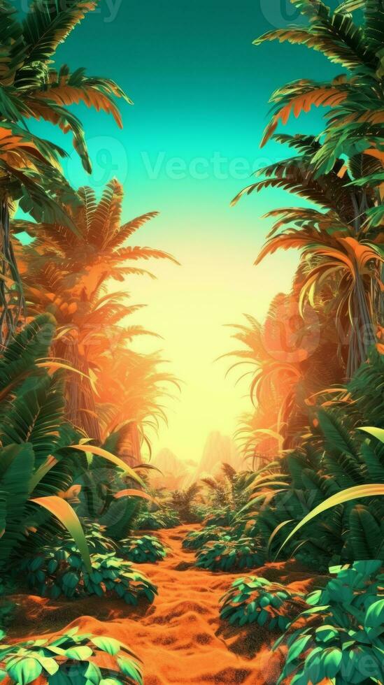 Summer Themed Lush Fractal Design Background generative AI photo