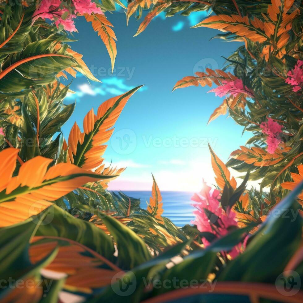 Summer Themed Lush Fractal Design Background generative AI photo