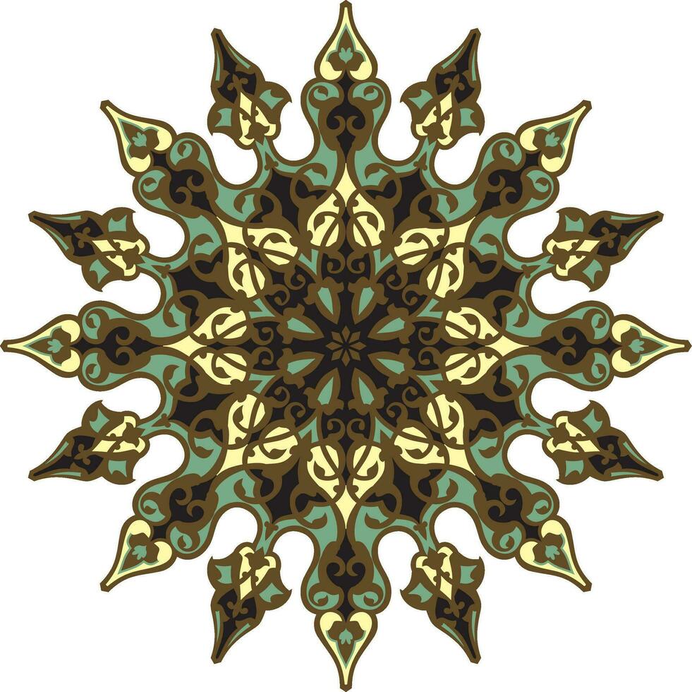 Vector colored round Turkish ornament. Endless Ottoman national circle