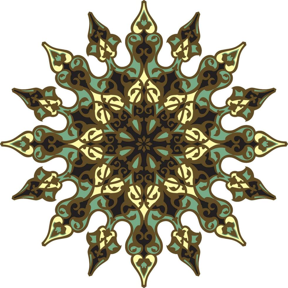 Vector colored round Turkish ornament. Endless Ottoman national circle