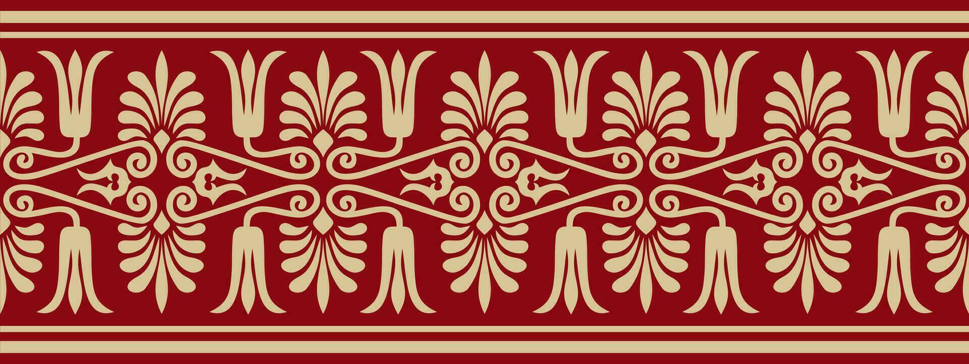 Vector red s ancient greece seamless ornament. Classic Endless pattern frame border Roman Empire