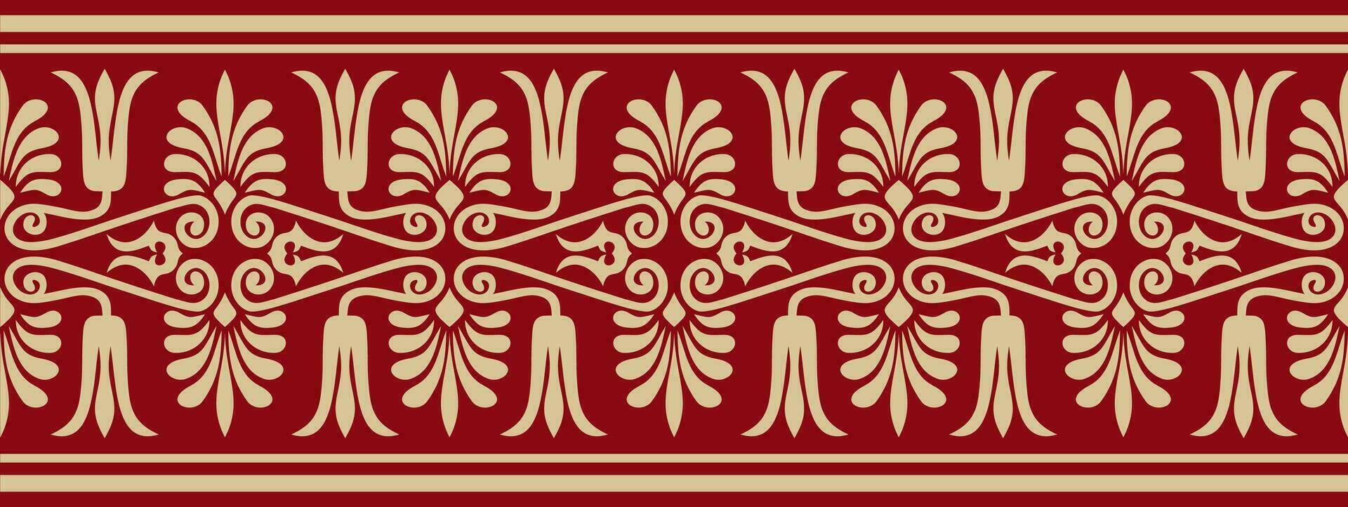 Vector red s ancient greece seamless ornament. Classic Endless pattern frame border Roman Empire