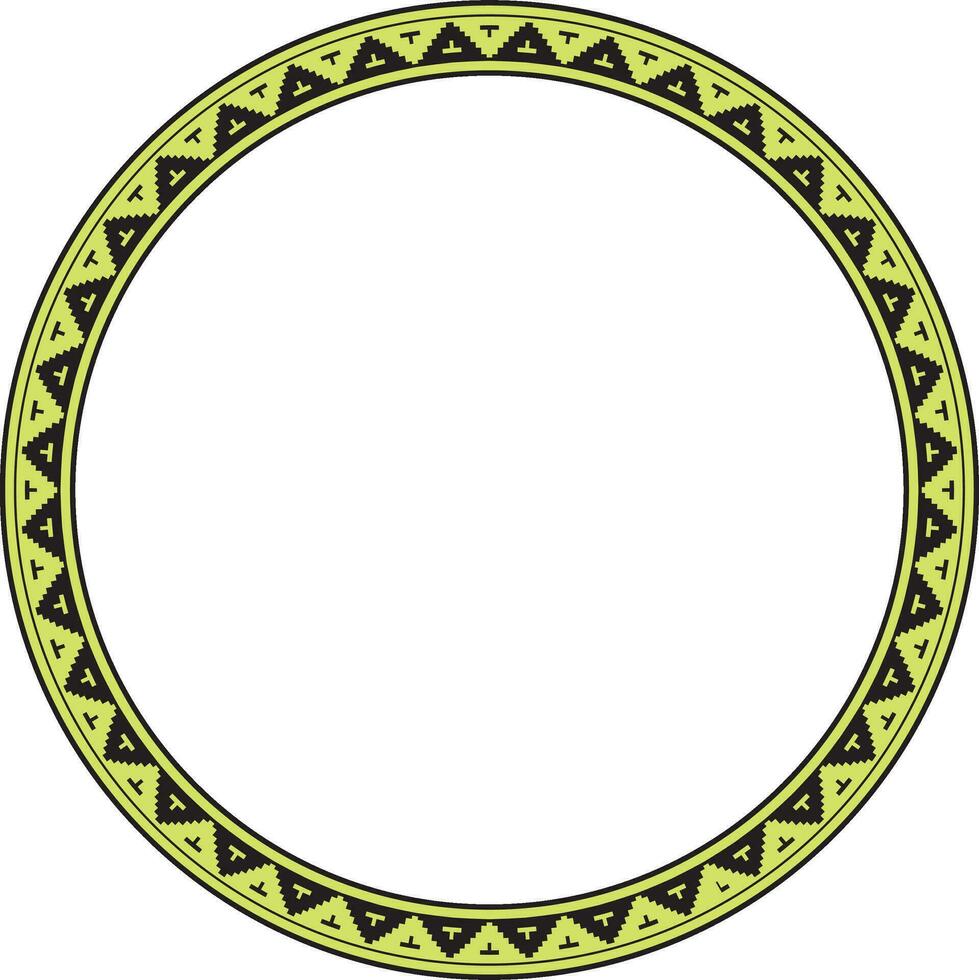 Vector yellow round Byzantine border, frame. Circle Greek pattern, Drawing of the Eastern Roman Empire. Decoration of the Russian Orthodox Church