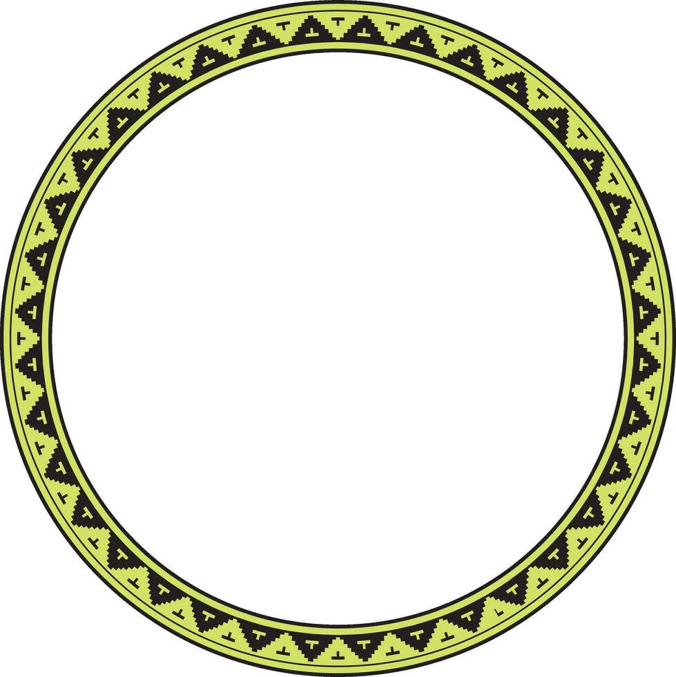 Vector yellow round Byzantine border, frame. Circle Greek pattern, Drawing of the Eastern Roman Empire. Decoration of the Russian Orthodox Church