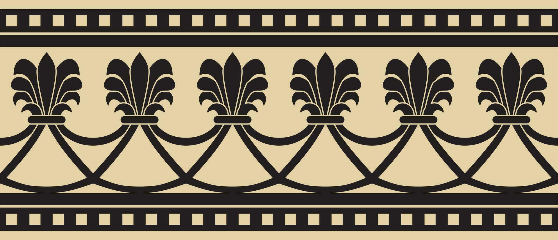 Vector endless gold and black national persian ornament. Seamless frame, border ethnic pattern of Iranian civilization