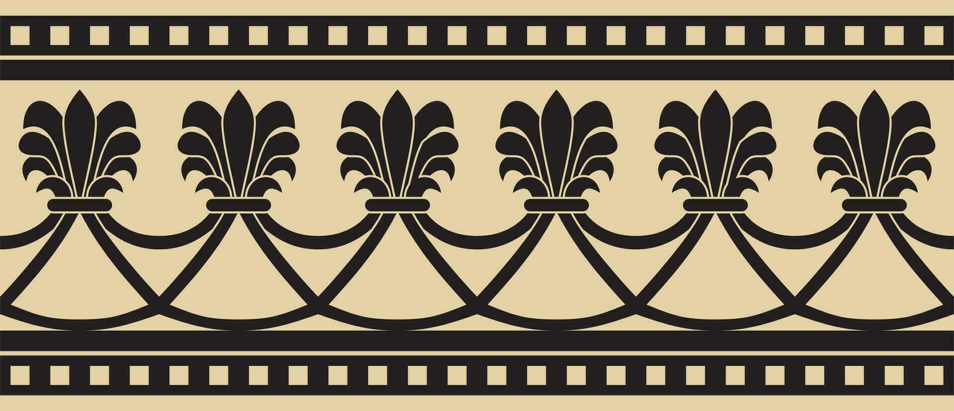 Vector endless gold and black national persian ornament. Seamless frame, border ethnic pattern of Iranian civilization