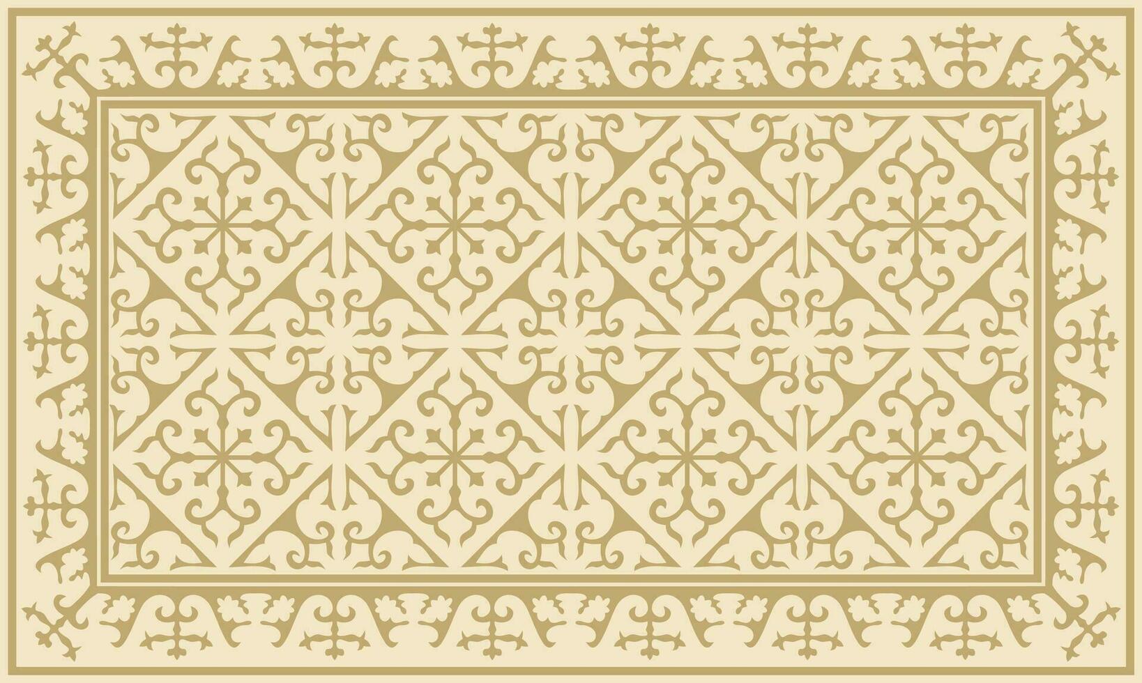 vector dorado cuadrado kazakh nacional ornamento. étnico modelo de el pueblos de el genial estepa, mongoles, kirguís, kalmyks, entierros