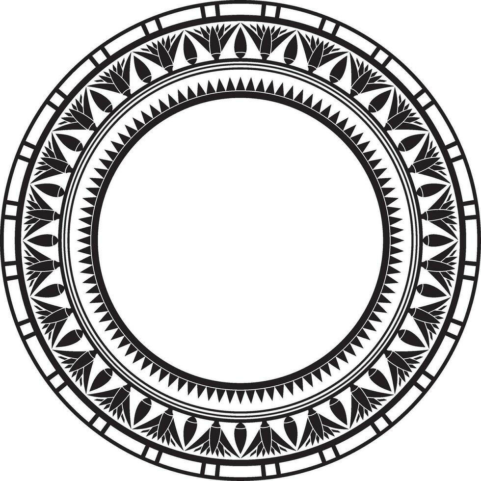 Vector ancient black monochrome Egyptian round ornament. Endless