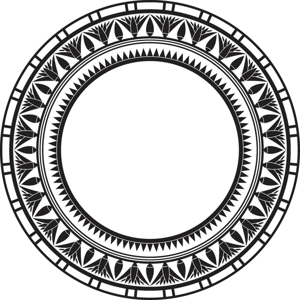 Vector ancient black monochrome Egyptian round ornament. Endless national ethnic border, frame, ring