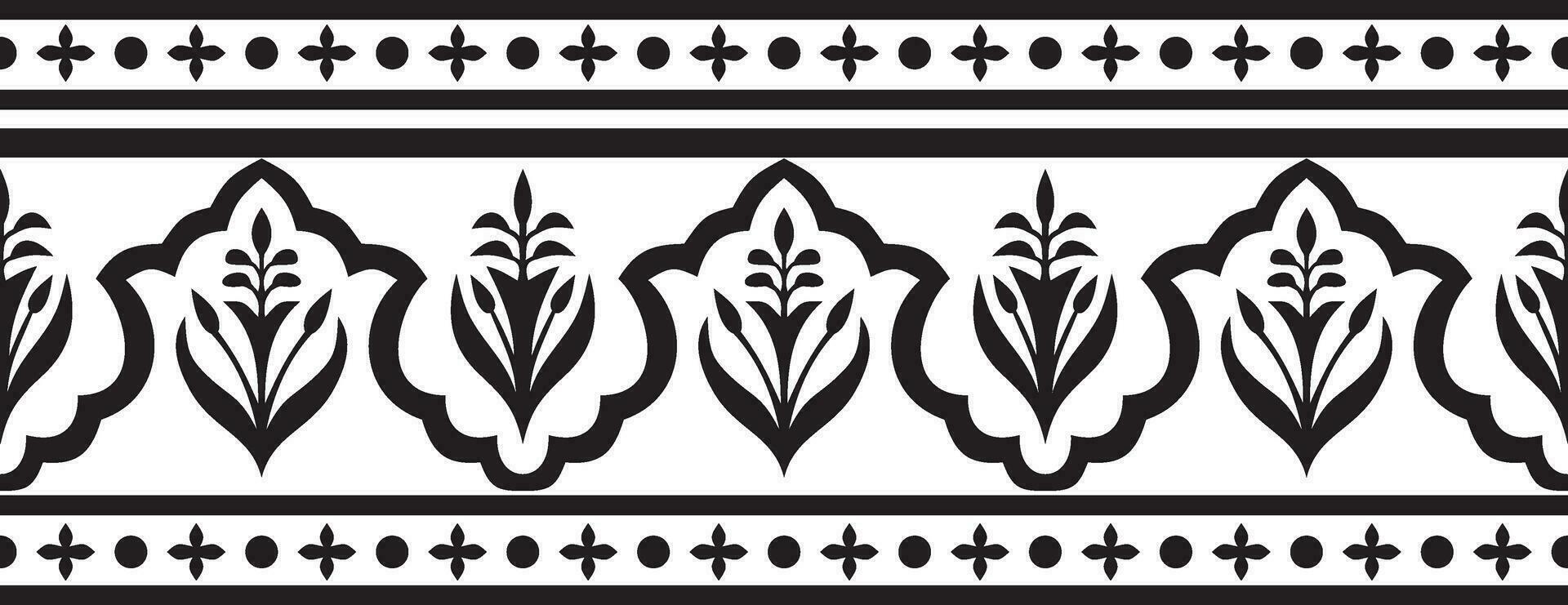 Vector seamless national monochrome black ornament of ancient Persia