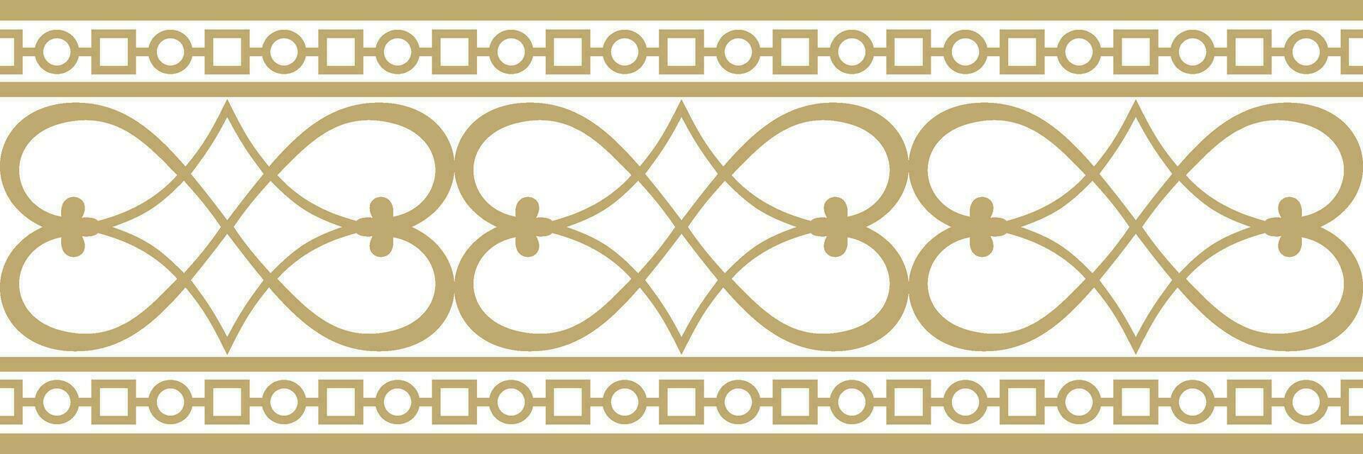 Vector gold seamless classic renaissance ornament. Endless european border, revival style frame