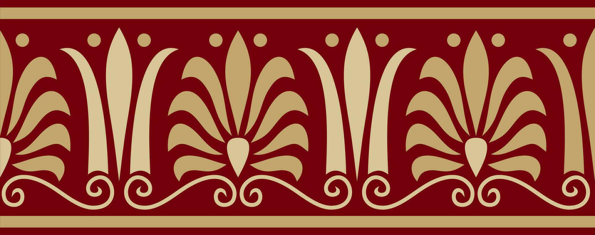 Vector gold and red seamless classic greek ornament. Endless European pattern. Border, frame Ancient Greece, Roman Empire