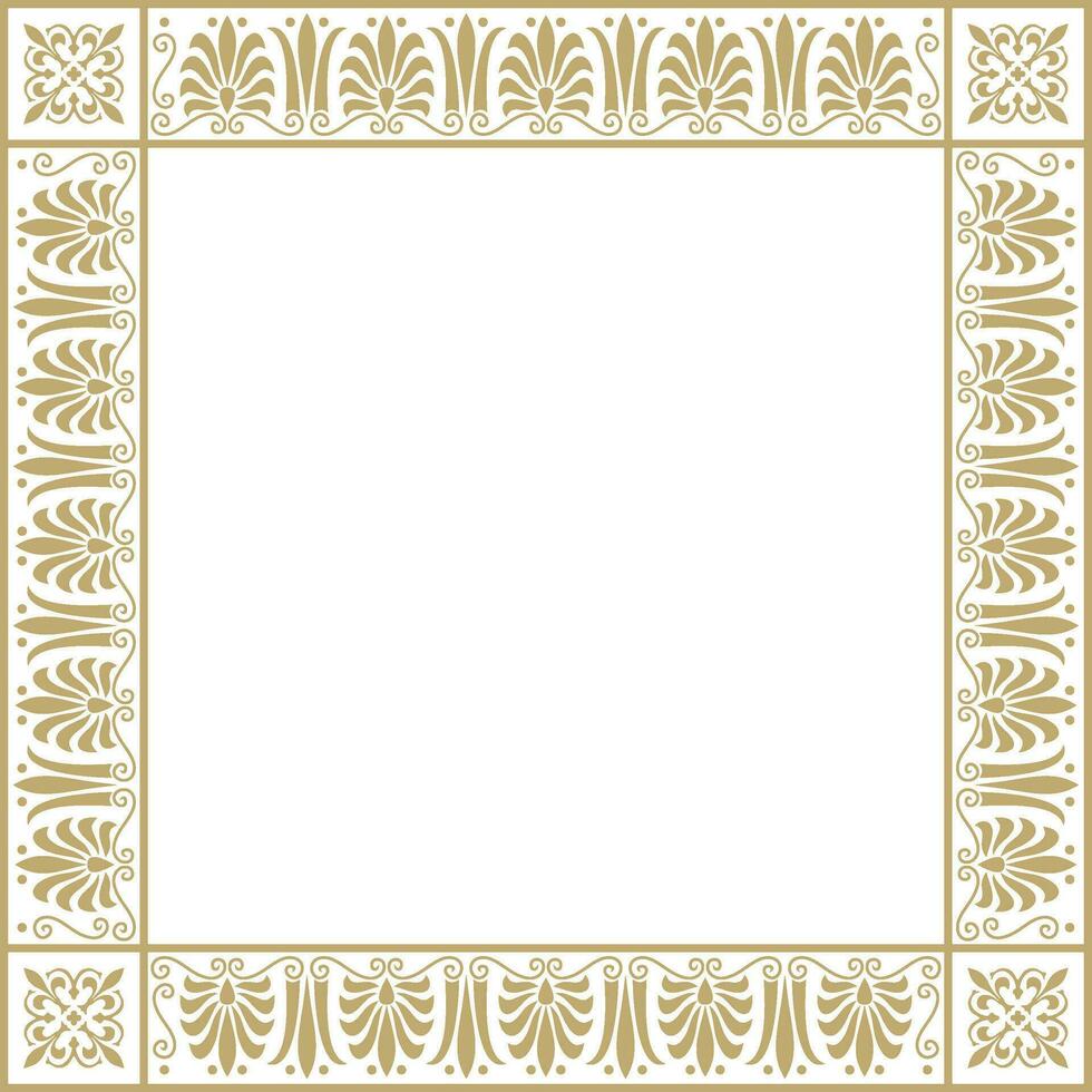 Vector golden square classic greek ornament. European ornament. Border, frame Ancient Greece, Roman Empire