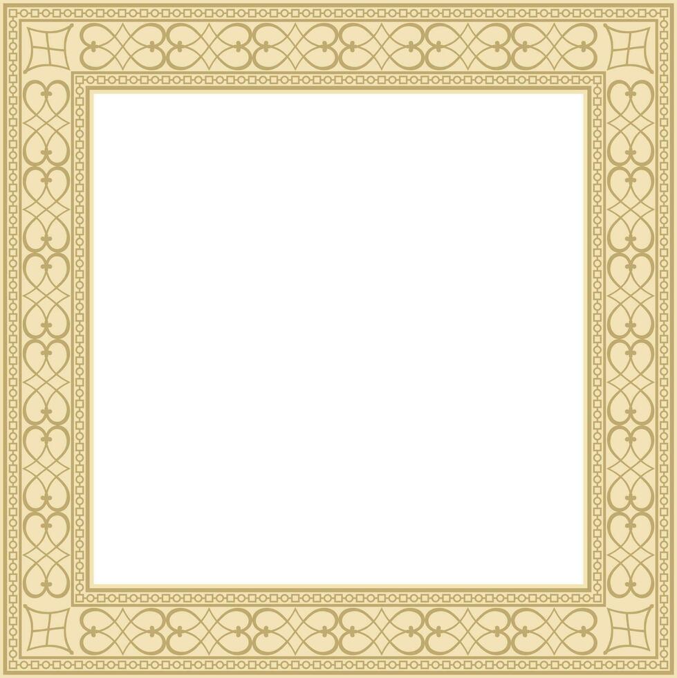 Vector gold square classic renaissance ornament. Endless european border, revival style frame