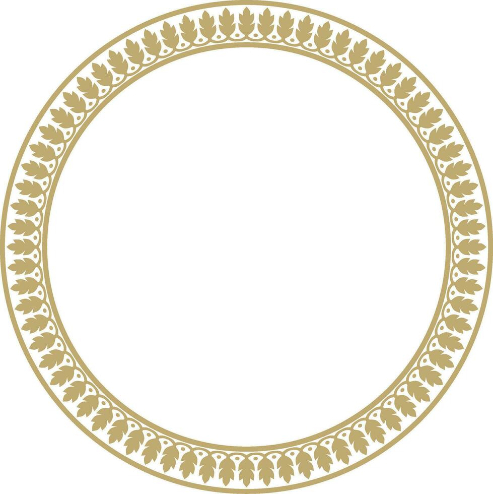 Vector round golden Indian national ornament. Ethnic plant circle, border. Frame, flower ring. Poppies and leaves