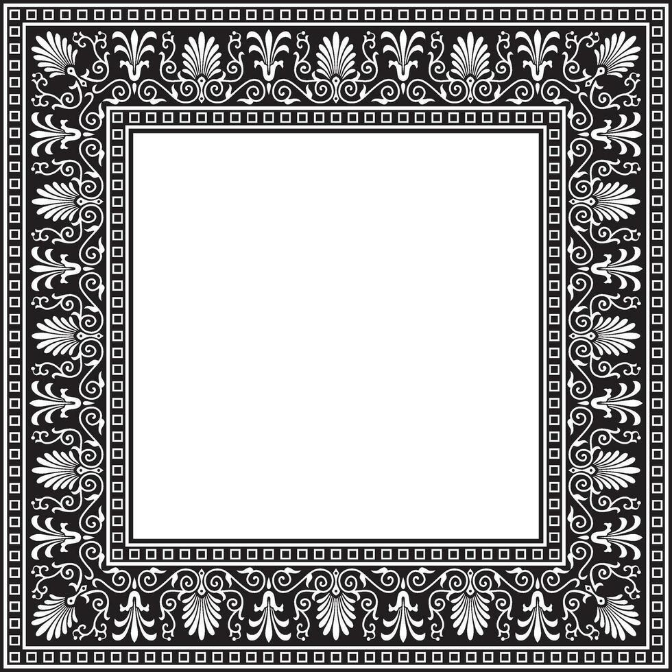 vector monocromo negro cuadrado clásico griego ornamento. europeo ornamento. borde, marco antiguo Grecia, romano imperio