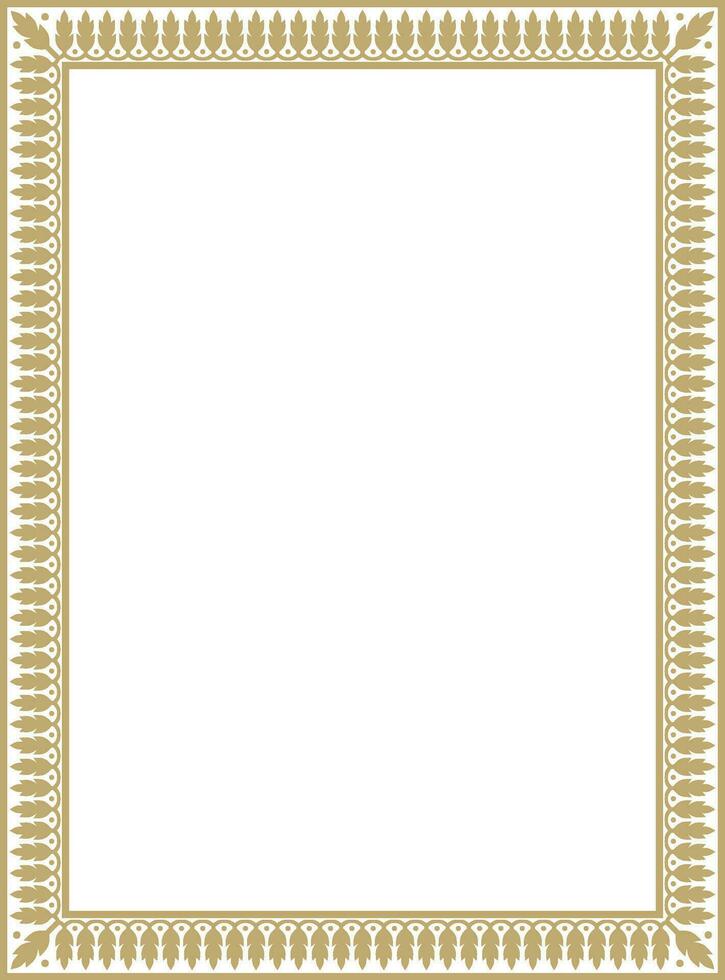 Vector square golden Indian national ornament. Ethnic plant border. Flowers frame. Poppies and leaves