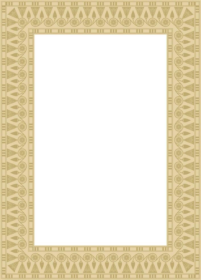 Vector square golden Egyptian ornament. Endless border, ancient Egypt frame