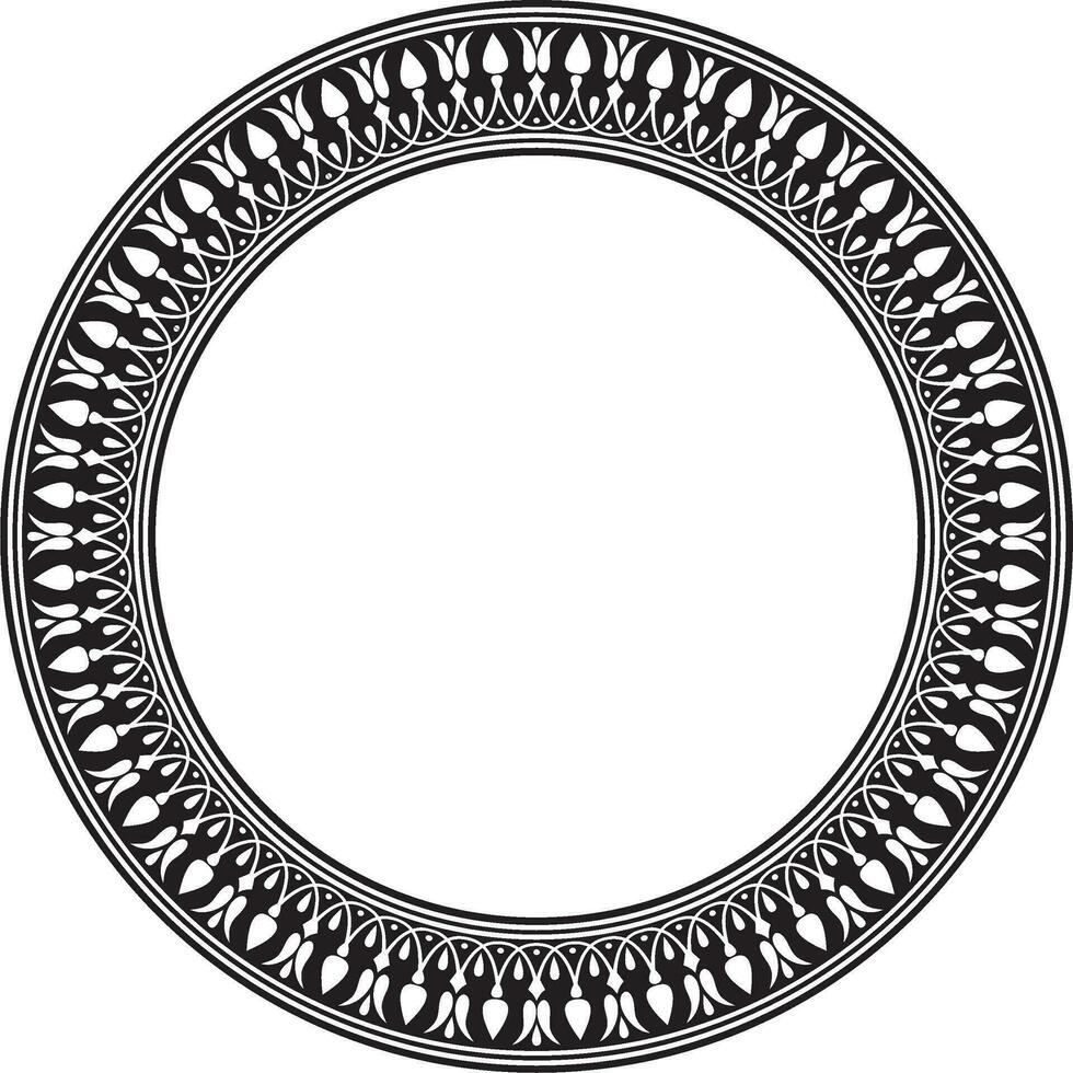 Vector black monochrome round classic greek meander ornament. Pattern, circle of Ancient Greece. Border, frame, ring of the Roman Empire