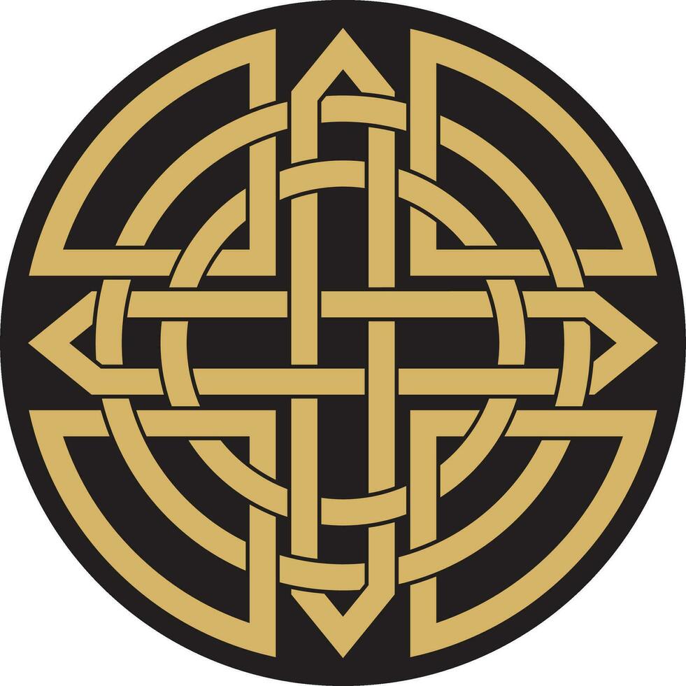 Vector gold and red celtic knot. Ornament of ancient European peoples. The sign and symbol of the Irish, Scots, Britons, Franks..