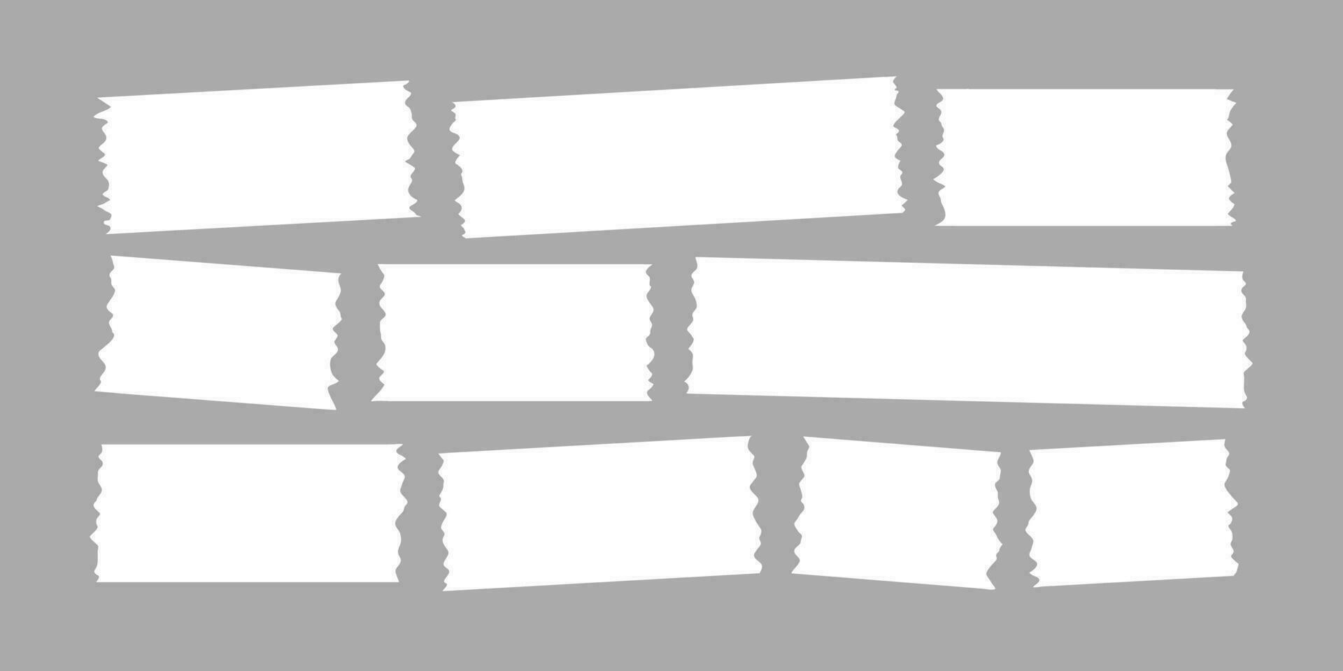 Sticky strips. White sticky tape on gray background. Vector illustration