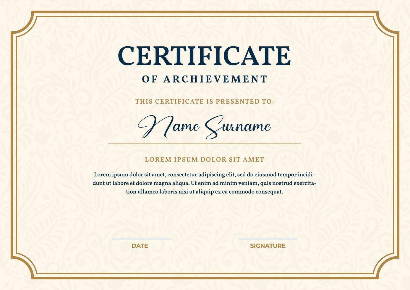 Elegant gold certificate template, appreciation for business and education vector