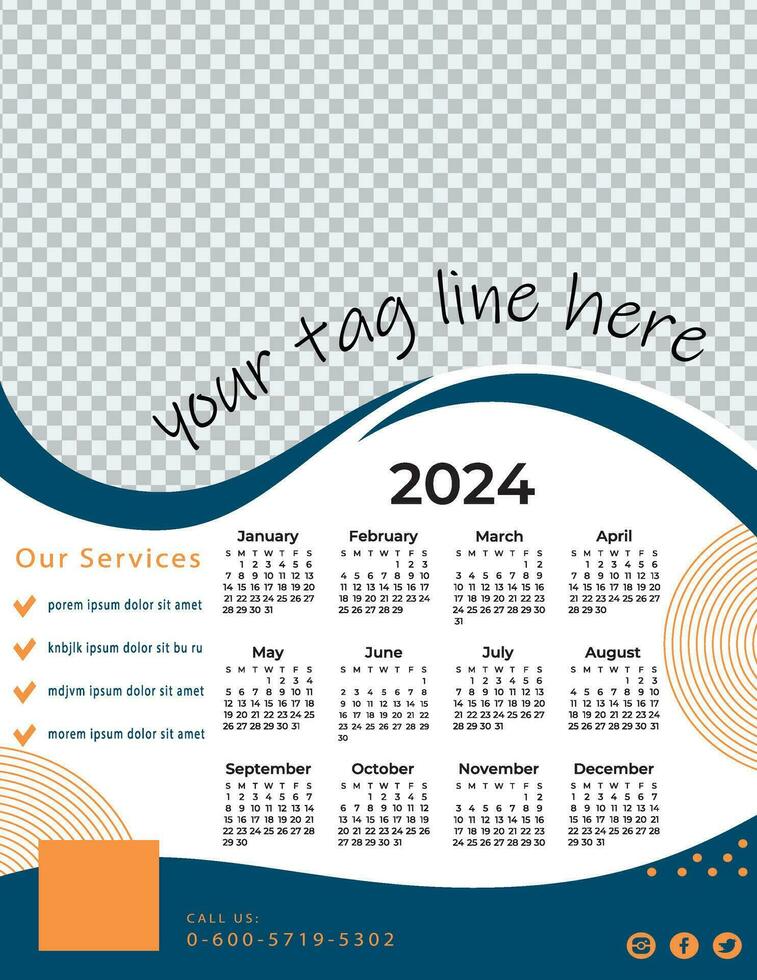 New Calendar design template for 2024 vector