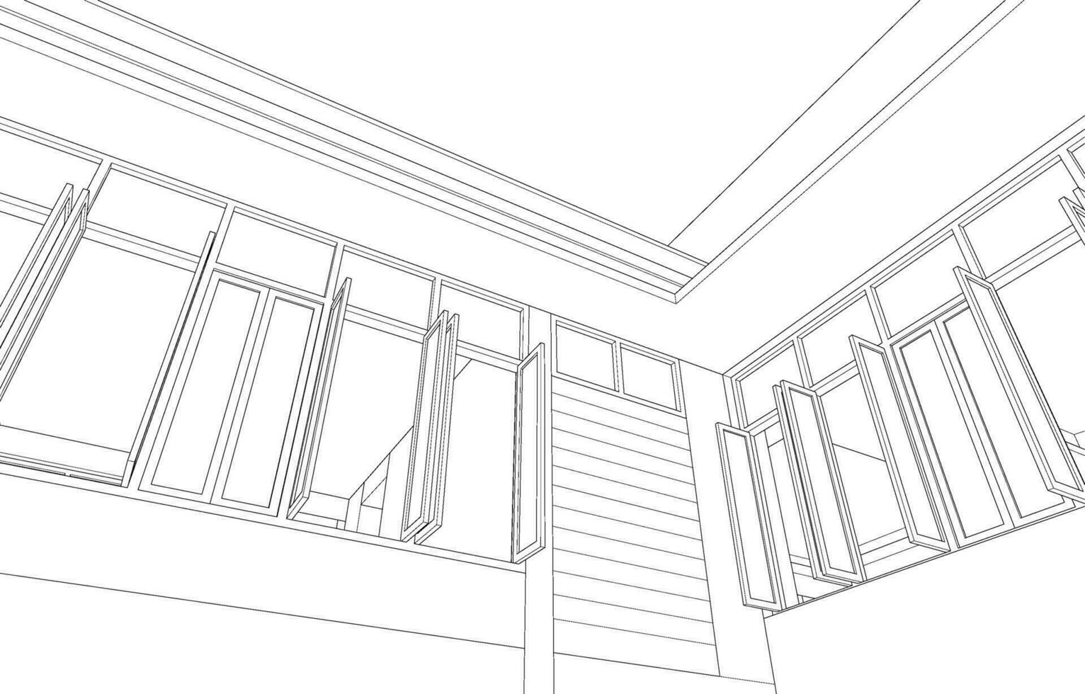 3D illustration of cafe and residential project vector