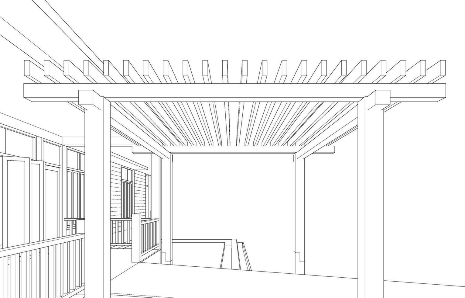 3D illustration of cafe and residential project vector