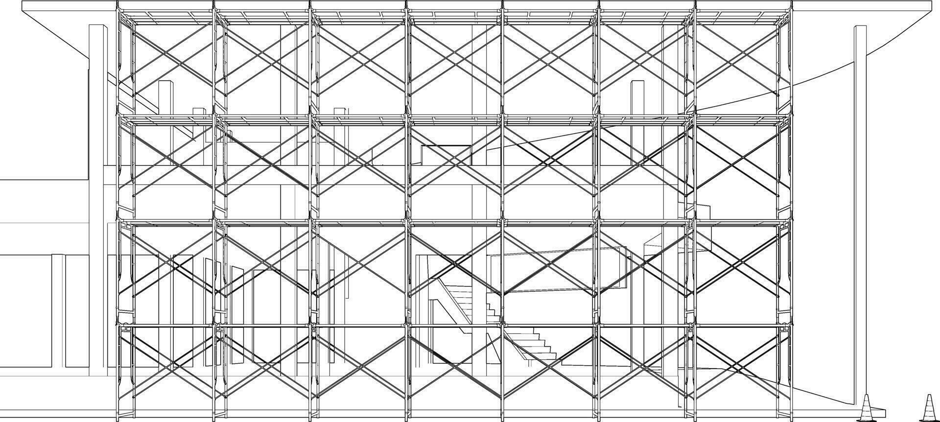 3d ilustración de edificio y construcción vector