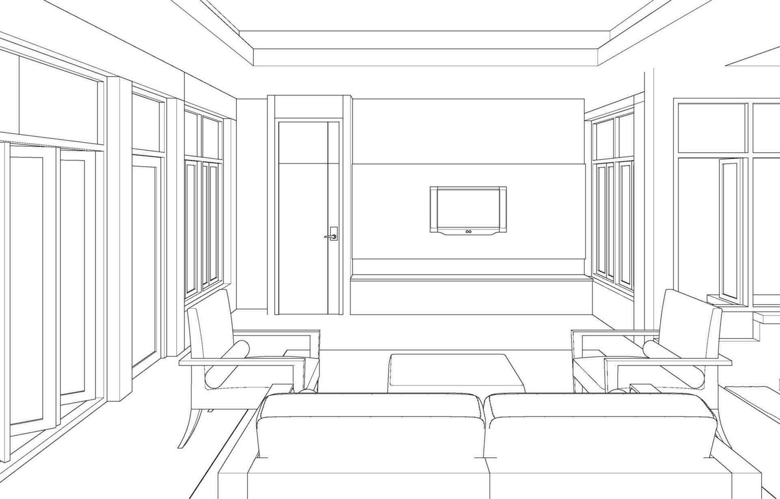 3D illustration of cafe and residential project vector