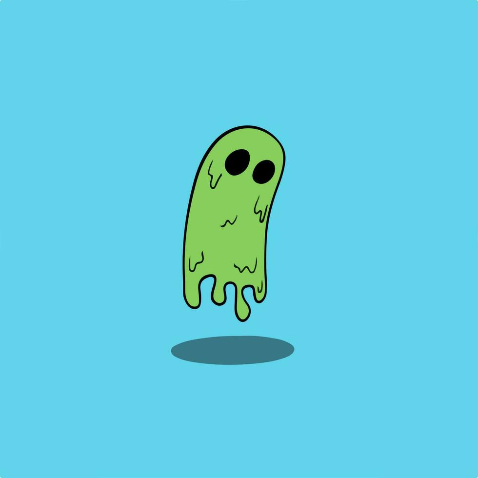 Cartoon Green Slime Monster Design. Vector Illustration.