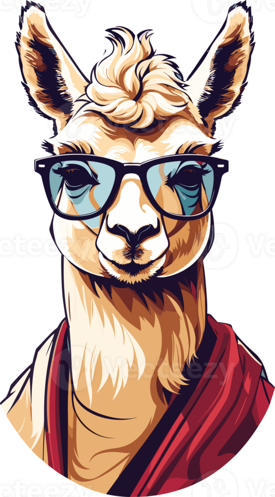 Fashionable Llama Artistic Depictions of Llamas with Eyewear AI generative png