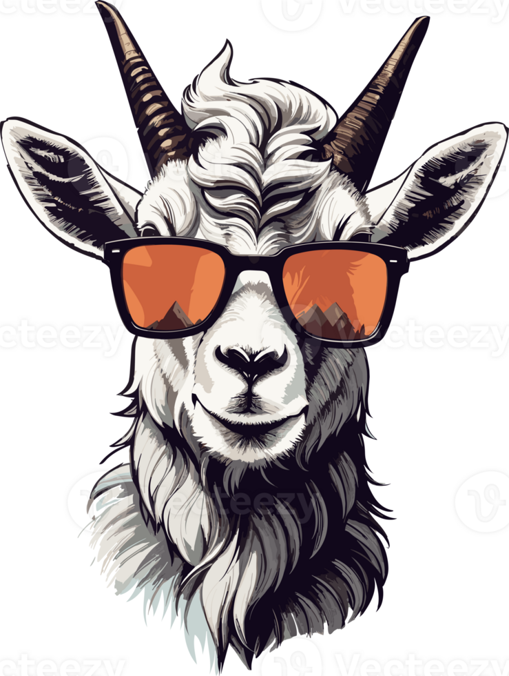 Goat Gaze Captivating Images of Mountain Goats in Eyewear AI Generative png