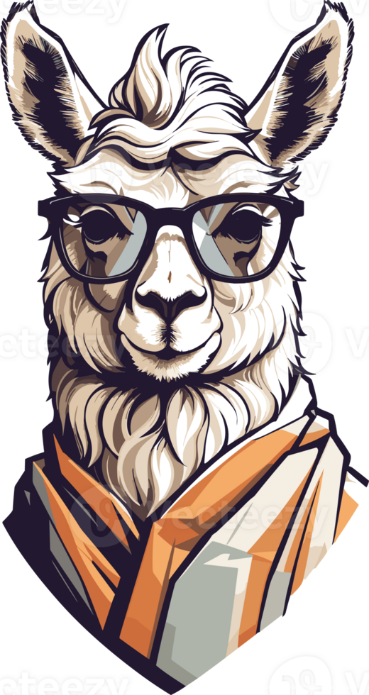 Fashionable Llama Artistic Depictions of Llamas with Eyewear AI generative png