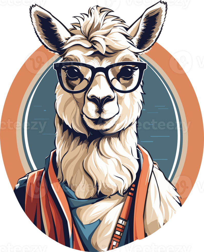 de moda llama artístico representaciones de llamas con gafas ai generativo png