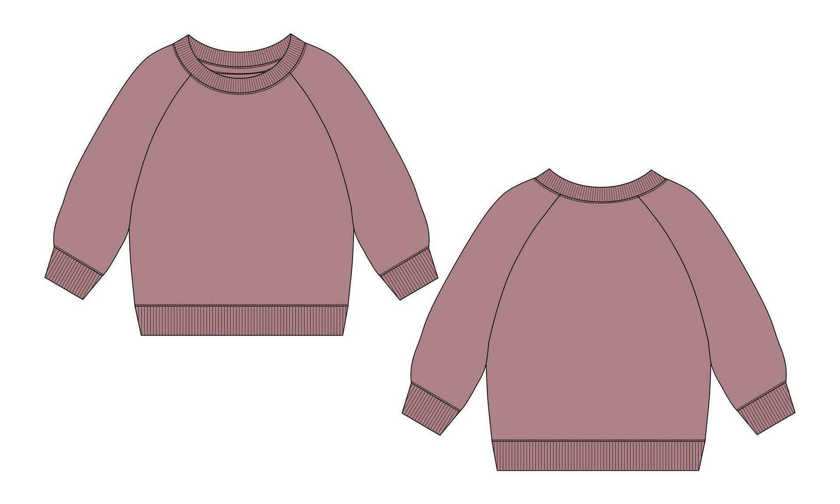 largo manga camisa de entrenamiento técnico dibujo Moda plano bosquejo vector modelo para de los hombres. suéter vestir diseño burlarse de arriba frente y espalda puntos de vista