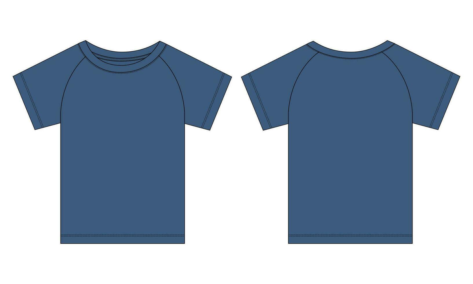 corto manga t camisa camisa técnico Moda plano bosquejo vector ilustración modelo frente y espalda puntos de vista. ropa diseño burlarse de arriba para bebé Niños