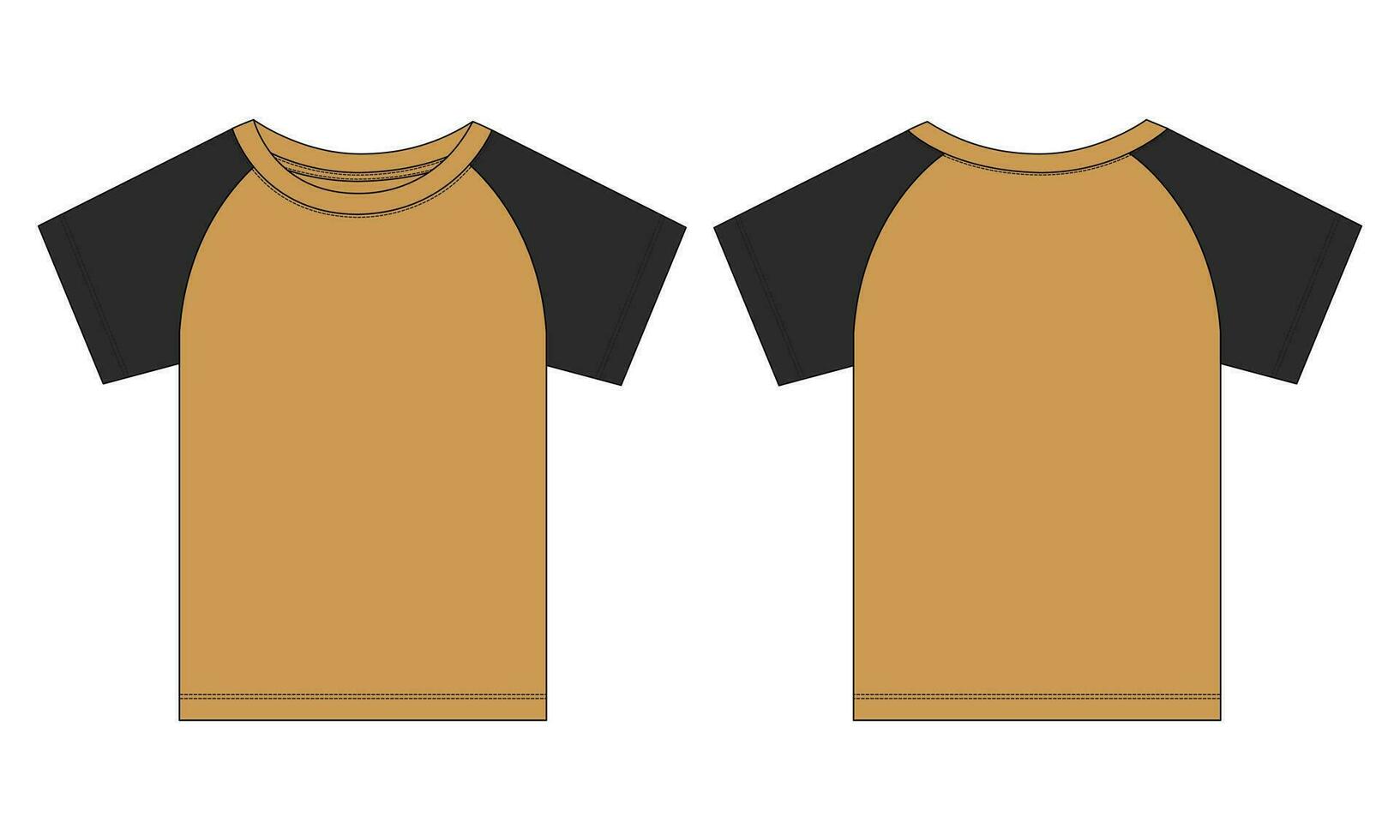 corto manga t camisa camisa técnico Moda plano bosquejo vector ilustración modelo frente y espalda puntos de vista. ropa diseño burlarse de arriba para bebé Niños