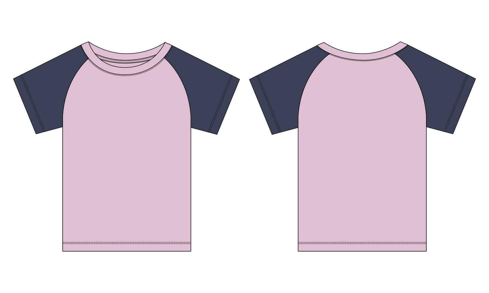 corto manga t camisa camisa técnico Moda plano bosquejo vector ilustración modelo frente y espalda puntos de vista. ropa diseño burlarse de arriba para bebé Niños