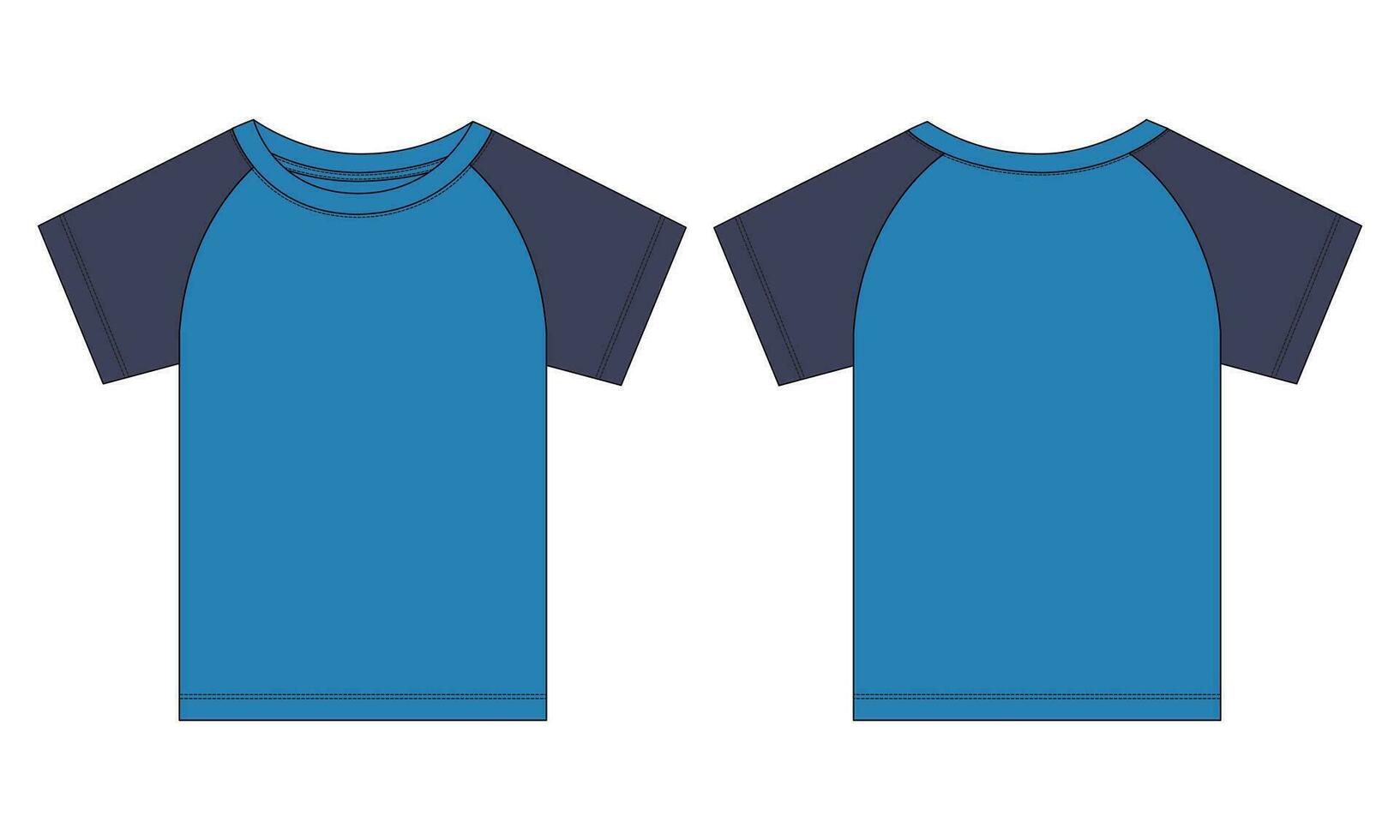 Short sleeve T shirt shirt Technical Fashion flat sketch vector illustration template front and back views. Clothing design mock up for baby boys