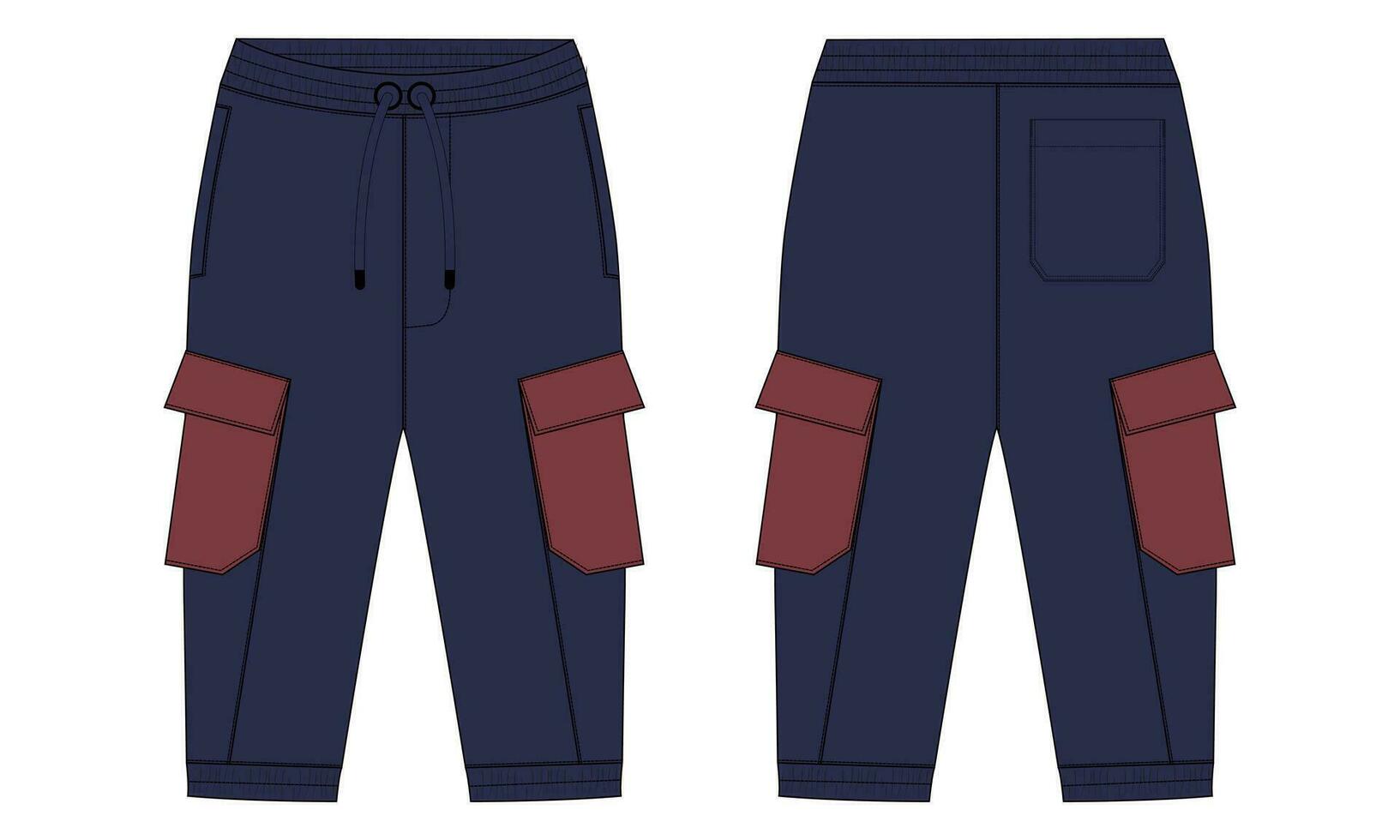 lana algodón jersey básico sudor pantalón técnico dibujo Moda plano bosquejo modelo frente y espalda puntos de vista. vestir persona que practica jogging pantalones vector ilustración burlarse de arriba para niños y Niños.