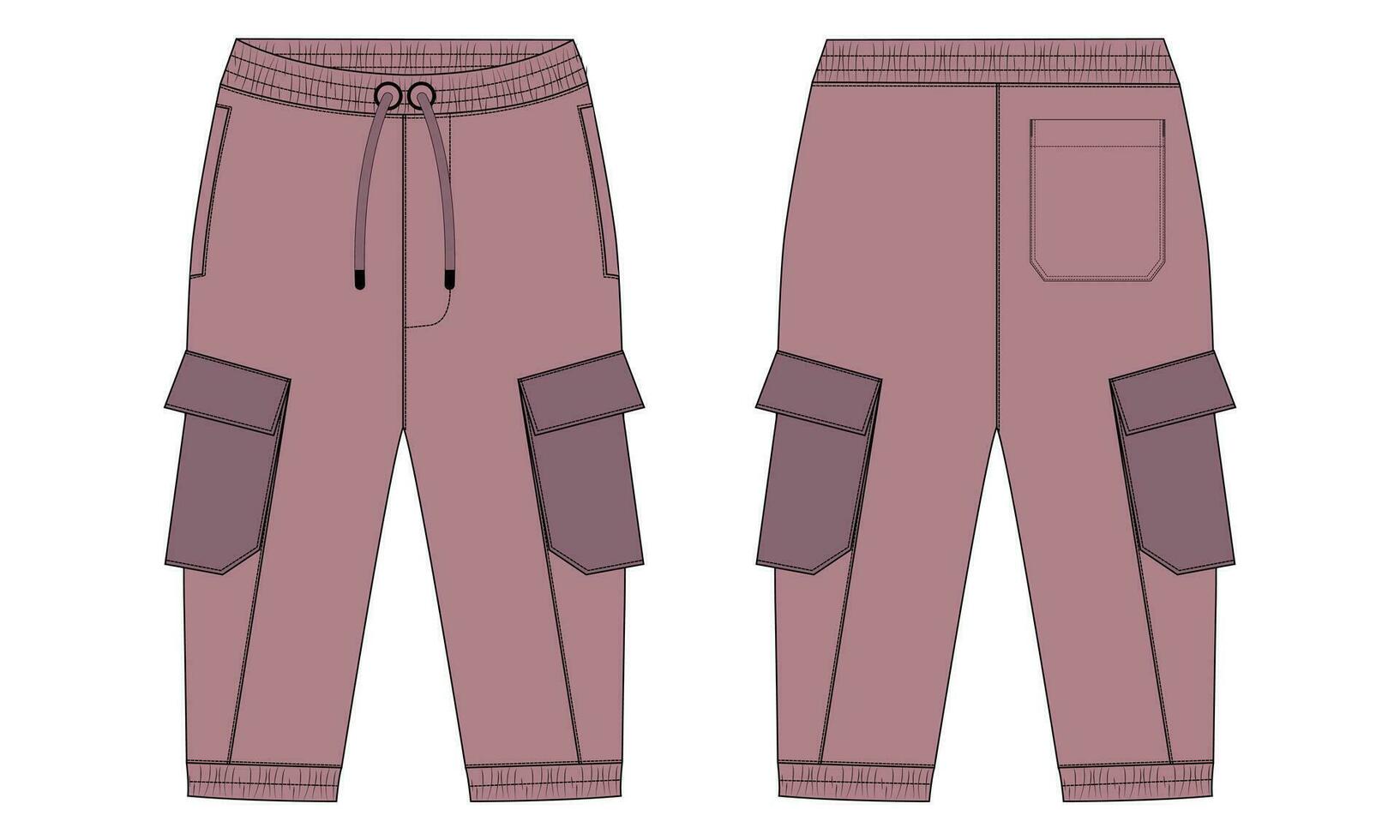 lana algodón jersey básico sudor pantalón técnico dibujo Moda plano bosquejo modelo frente y espalda puntos de vista. vestir persona que practica jogging pantalones vector ilustración burlarse de arriba para niños y Niños.