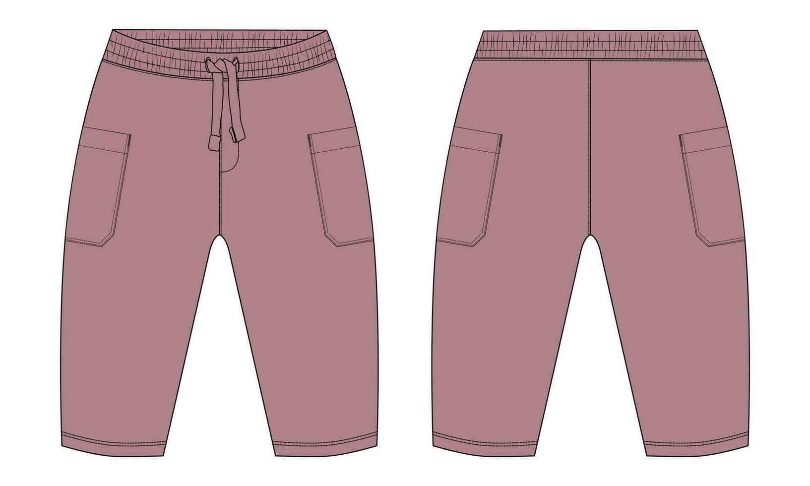 lana algodón jersey básico sudor pantalón técnico dibujo Moda plano bosquejo modelo frente y espalda puntos de vista. vestir persona que practica jogging pantalones vector ilustración burlarse de arriba para niños y Niños.