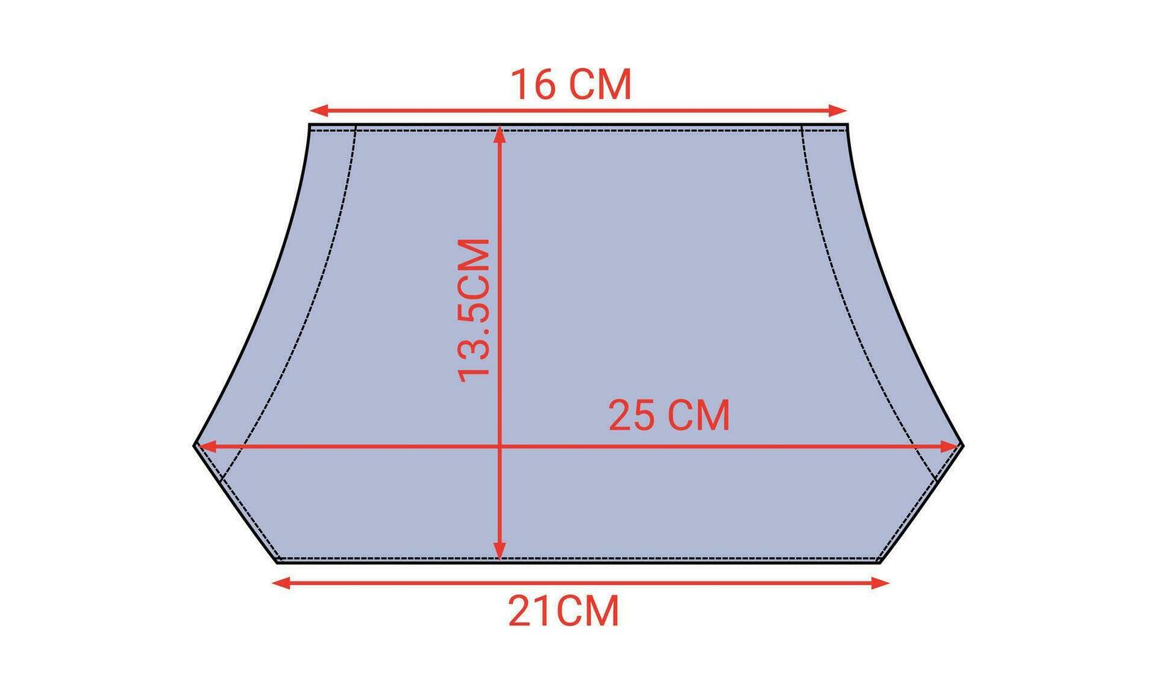 kangaroo pocket fashion flats with measurement details vector illustration template