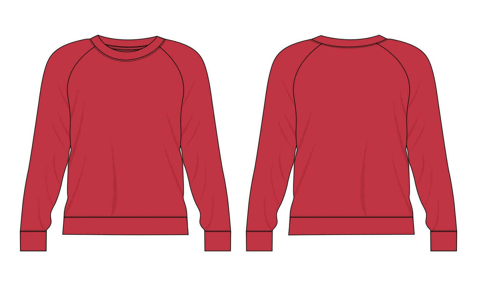 largo manga camisa de entrenamiento técnico Moda plano bosquejo vector ilustración modelo frente y espalda puntos de vista. lana jersey camisa de entrenamiento suéter saltador para de los hombres y Niños.