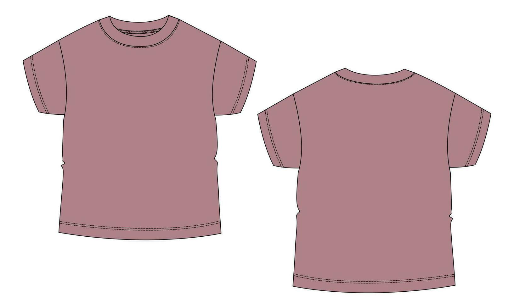 corto manga t camisa camisa técnico Moda plano bosquejo vector ilustración modelo frente y espalda puntos de vista. ropa diseño burlarse de arriba para bebé Niños