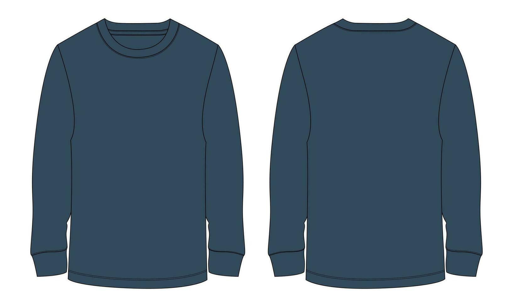 Long sleeve t shirt vector illustration template front and back views