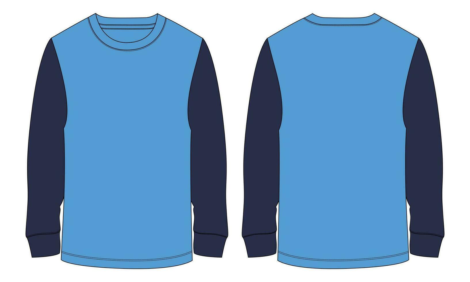 Long sleeve t shirt vector illustration template front and back views